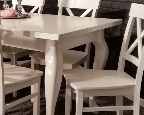 Stół prowansalski biały z krzesłami Antonio – zestaw drewniany