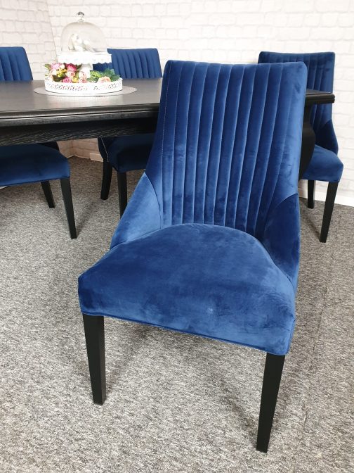 Krzesło tapicerowane pionowe przeszycia Bari Modern granatowe kobaltowe