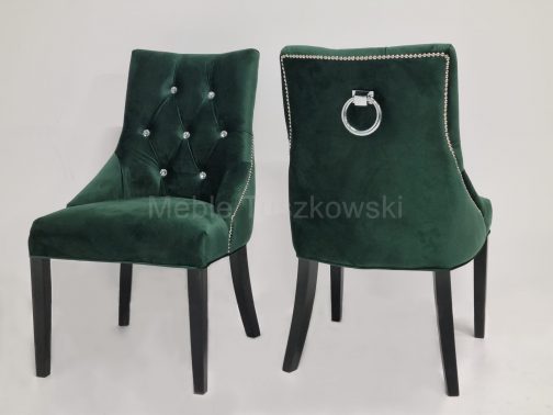 Krzesło tapicerowane z kołatką Bari butelkowa zieleń