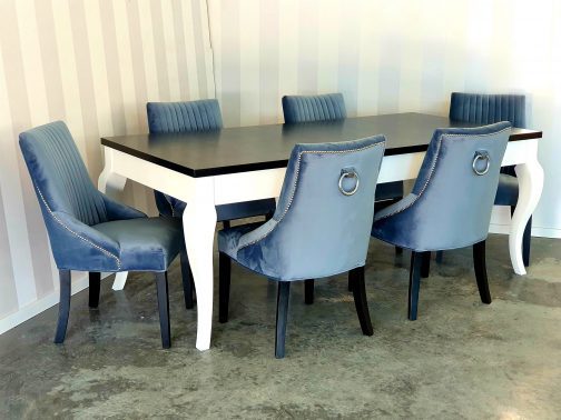 Stół z krzesłami Bari 2 stół drewniany Malaga krzesła tapicerowane Bari