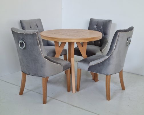 Stół z krzesłami Bari dąb naturalny