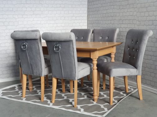 Stół z krzesłami Porto 2 stół drewniany rozkładany krzesła tapicerowane