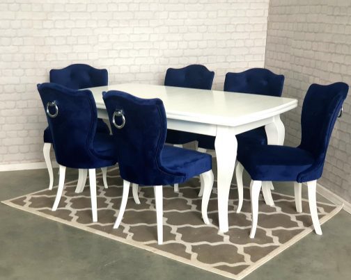 Stół drewniany Massimo + krzesła tapicerowane Roma