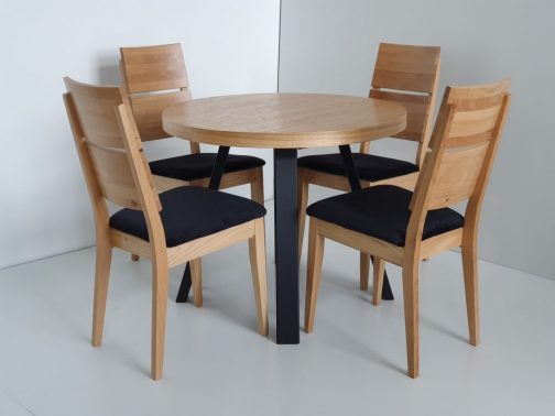 Stół okrągły drewniany dębowy Oslo II Krzesło drewniane dębowe Magnus