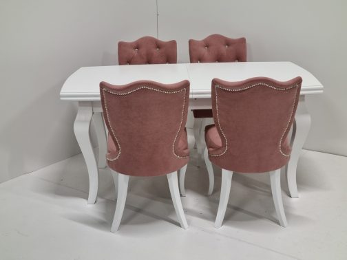 Krzesło tapicerowane pikowane kryształkami Roma pudrowy róż