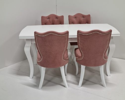 Krzesło tapicerowane Roma pikowane kryształkami pudrowy róż