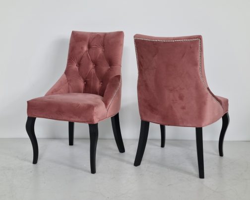 Krzesło tapicerowane Bari pikowane pudrowy róż