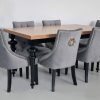 zestaw bari stół orlando czarny krzesła tapicerowane z kołatką szare bari