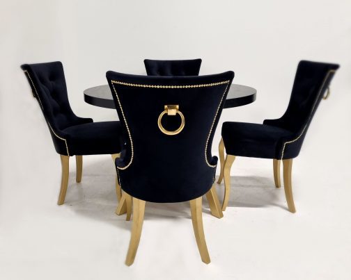 Stół okrągły Oslo z krzesłami tapicerowanymi Dubai