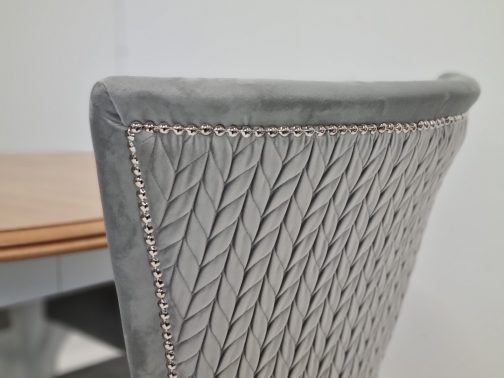Krzesło tapicerowane pikowane szare Dubai chesterfield