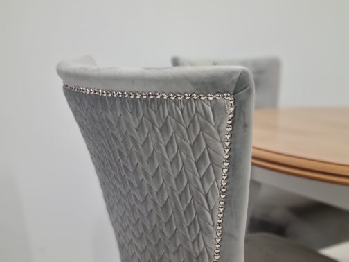 Krzesło tapicerowane pikowane szare Dubai chesterfield szare