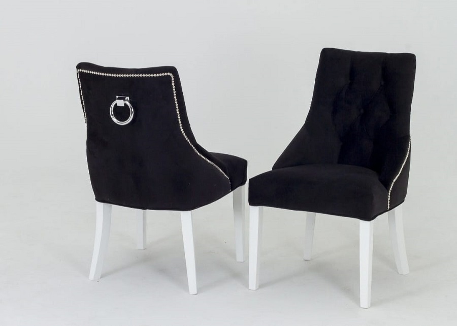 krzesła tapicerowane z kołatką Bari czarno białe Meble Tuszkowski