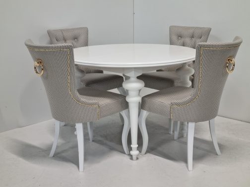Stół okrągły drewniany Lara krzesła Dubai