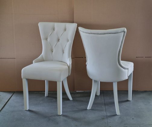 Krzesła tapicerowane Dubai białe kremowe pikowane