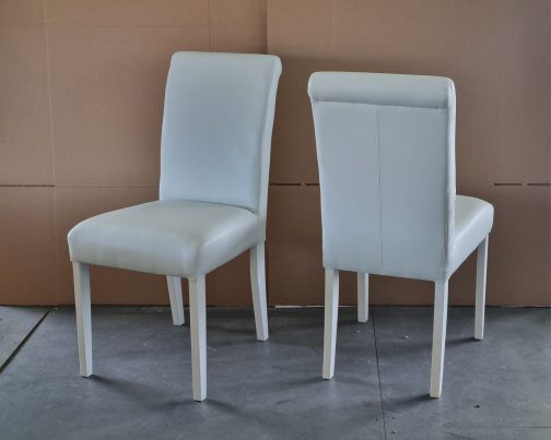 Krzesła tapicerowane London białe ekoskóra – komplet 4 szt.