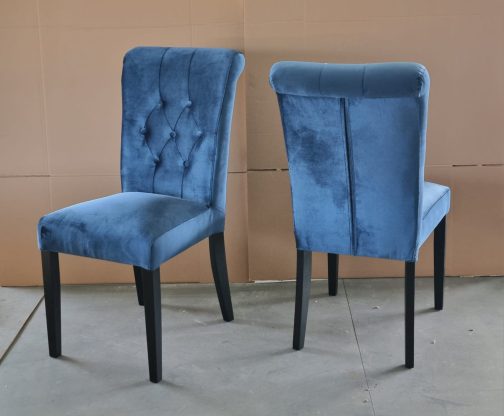 Krzesła tapicerowane Porto niebiesko-czarne
