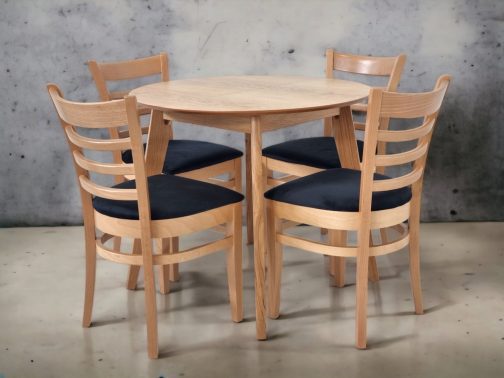 Zestaw stół dębowy okrągły drewniany Sandro krzesła Elba
