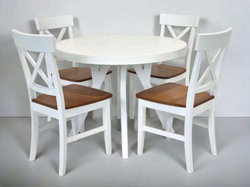 Stół i krzesła drewniane zestaw Meble Tuszkowski stół Oslo krzesła Isak