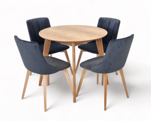 Zestaw stół dębowy okrągły drewniany Sandro krzesła Loft Bjorn 3