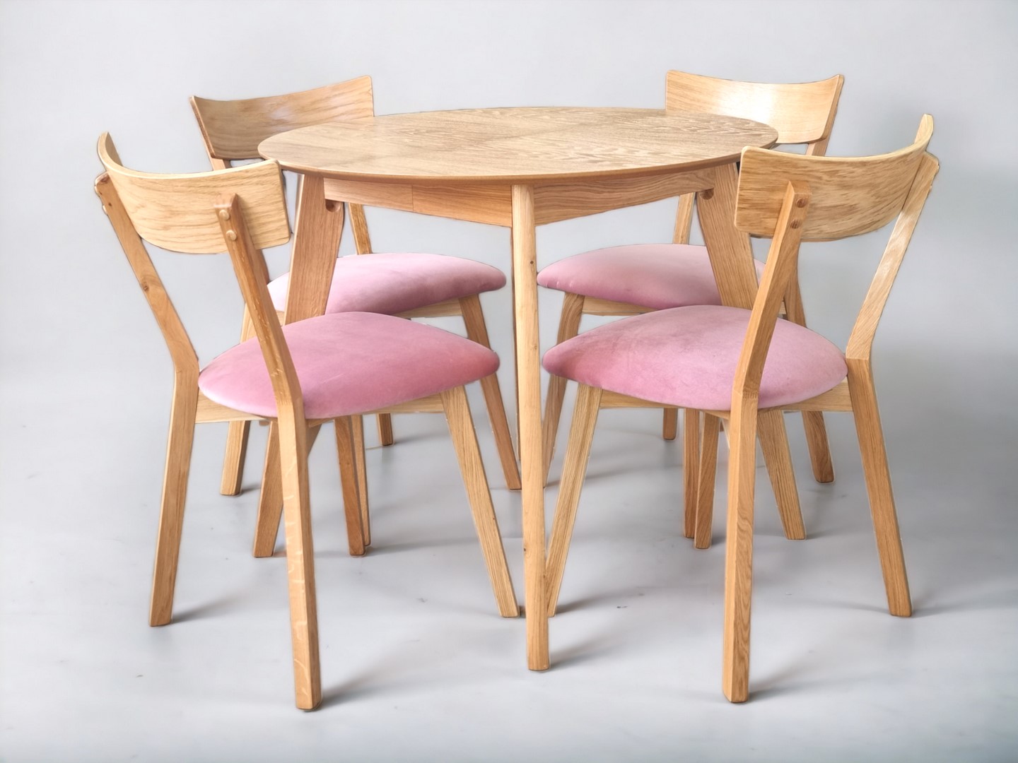 Zestaw stół dębowy okrągły drewniany Sandro krzesła dębowe Erik