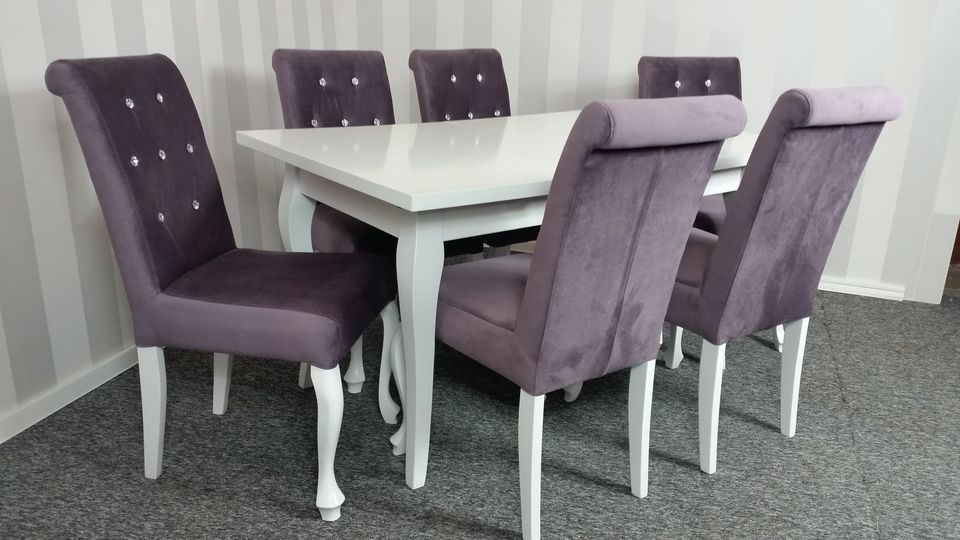 London krzesła tapicerowane z kołatką kryształki Meble Tuszkowski