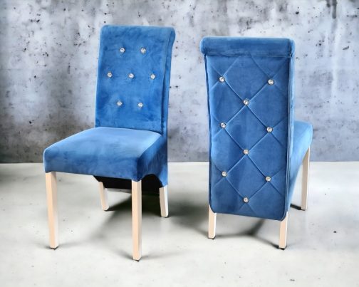 Krzesła tapicerowane London Long z kryształkami – komplet 6 szt.
