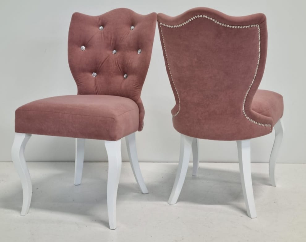 Krzesła tapicerowane z kryształkami Porto - komplet 4 szt.