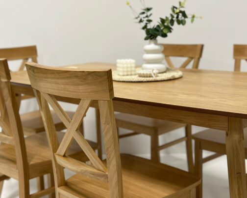 Zestaw stół dębowy drewniany Sandro II krzesła dębowe drewniane Isak