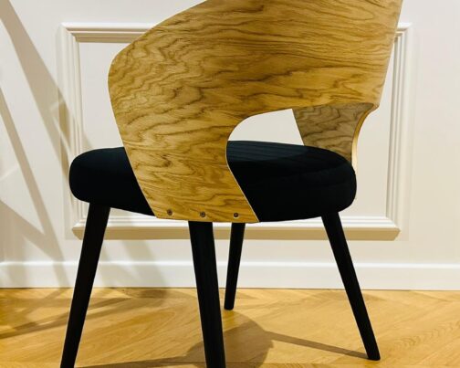 Krzesło dębowe drewniane tapicerowane nowoczesne Muszelka III