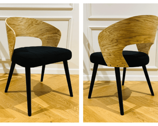 Krzesło dębowe drewniane tapicerowane nowoczesne Muszelka III