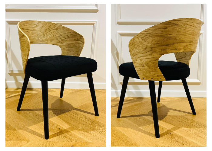 Krzesło dębowe drewniane tapicerowane nowoczesne Muszelka III