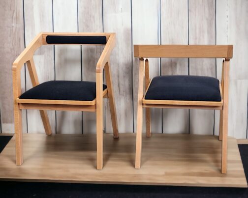 Krzesło z podłokietnikiem drewniane tapicerowane Bergen