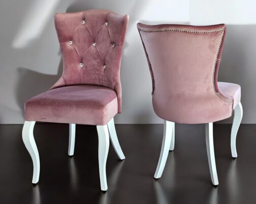 Krzesło tapicerowane Roma pikowane kryształkami