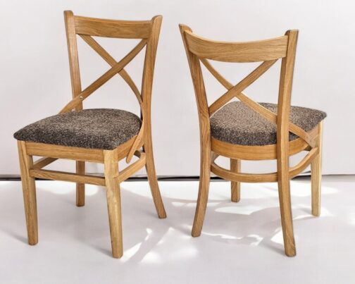 Krzesło drewniane dębowe tapicerowane nowoczesne Krzyż Modern