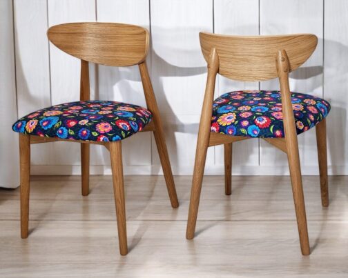 Krzesło dębowe drewniane tapicerowane nowoczesne Lars