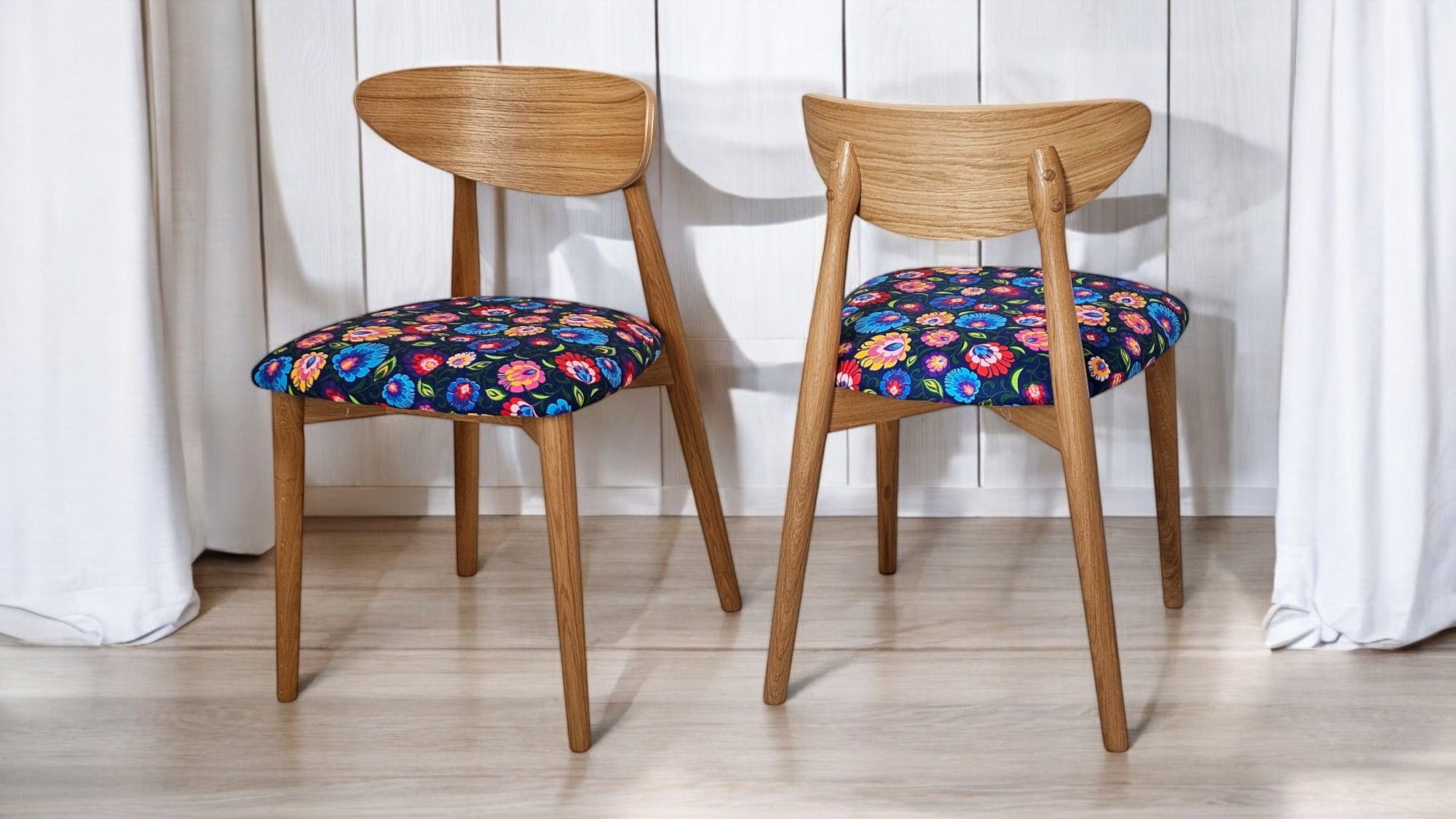 Krzesło dębowe drewniane tapicerowane nowoczesne Lars