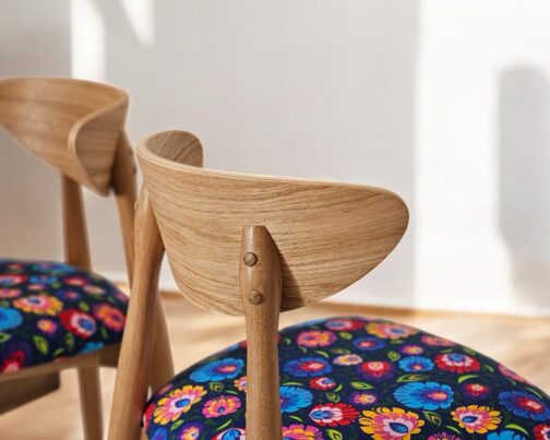 Krzesło dębowe drewniane tapicerowane nowoczesne Lars