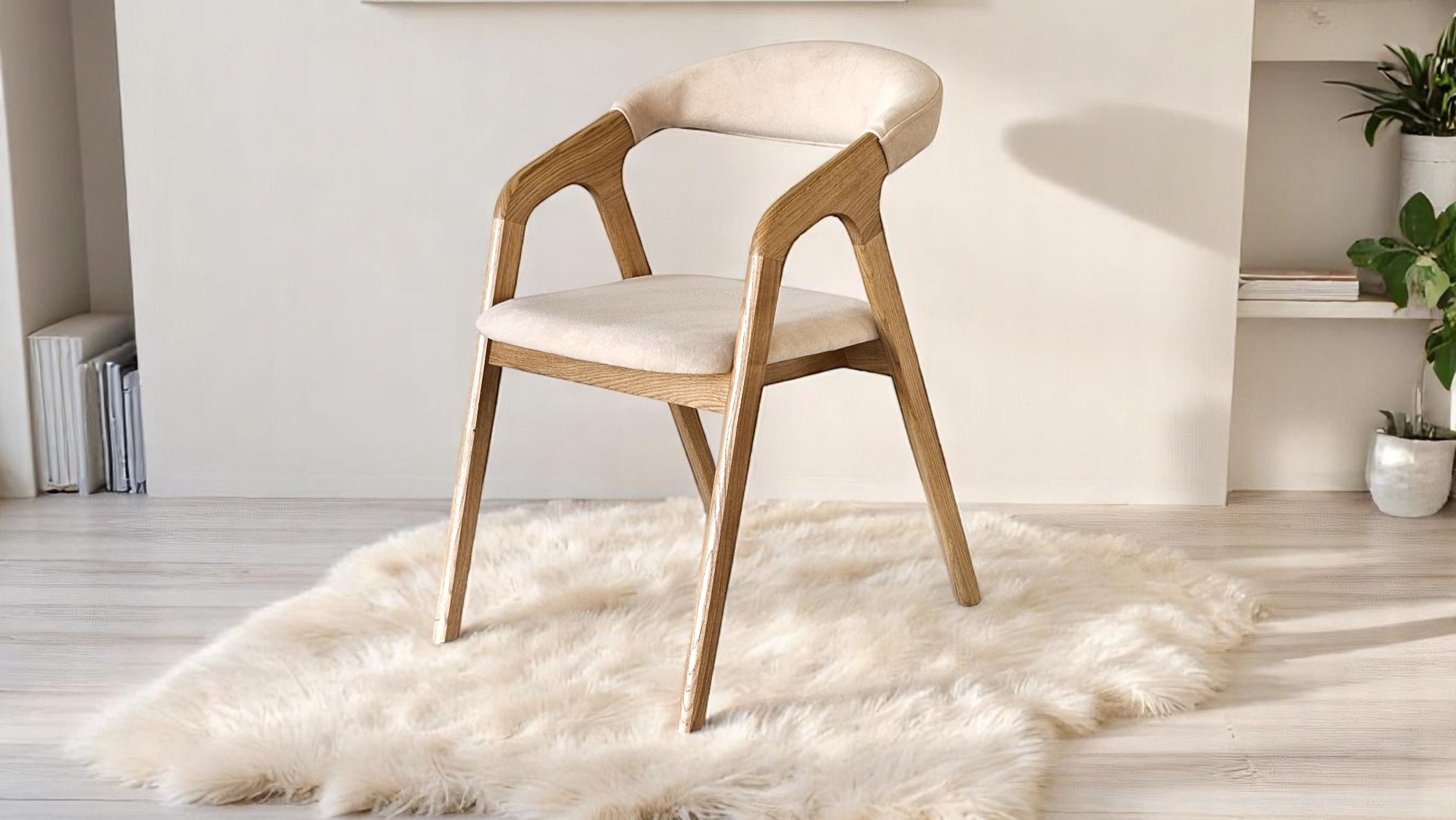 Krzesło z podłokietnikiem drewniane dębowe Pedro