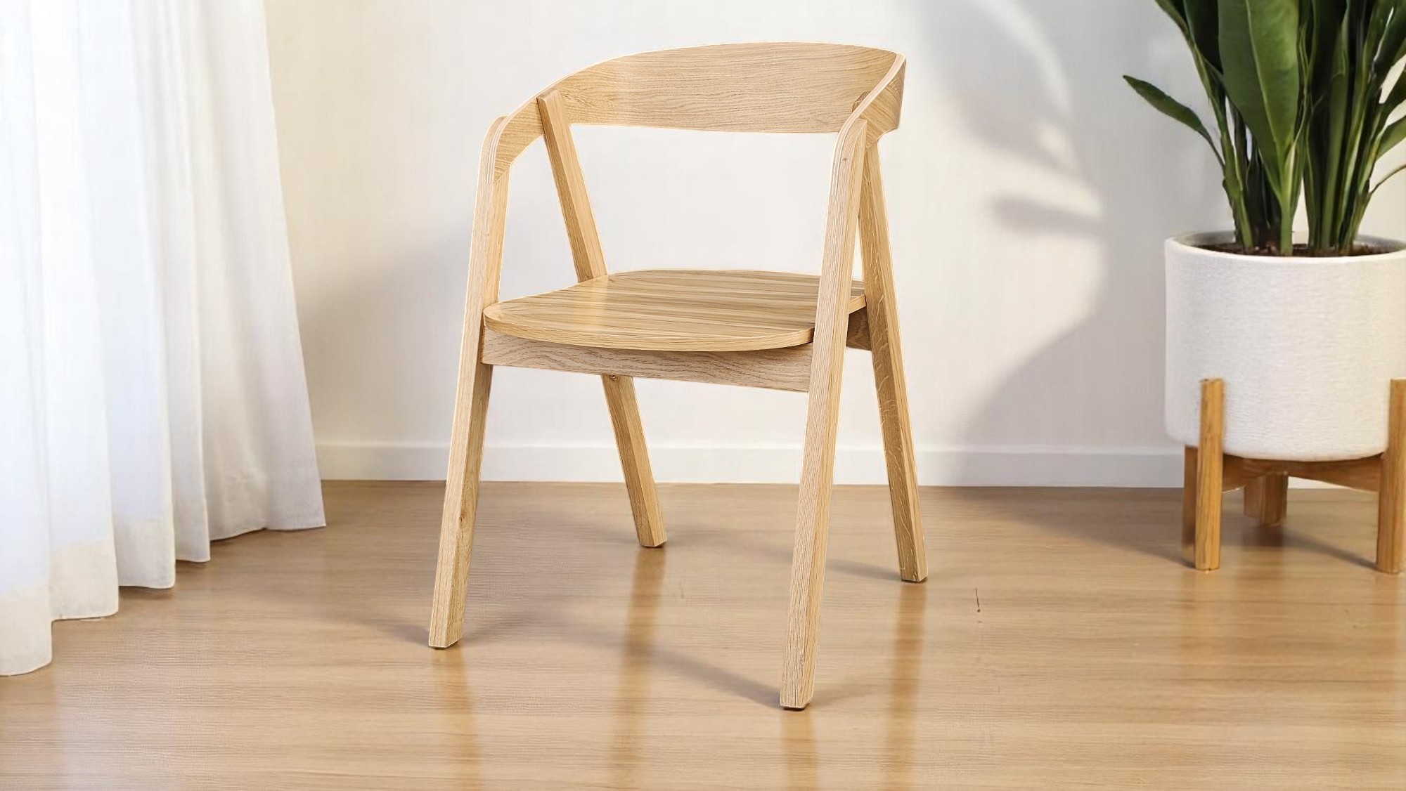 Krzesło z podłokietnikiem drewniane dębowe Carmen twarde