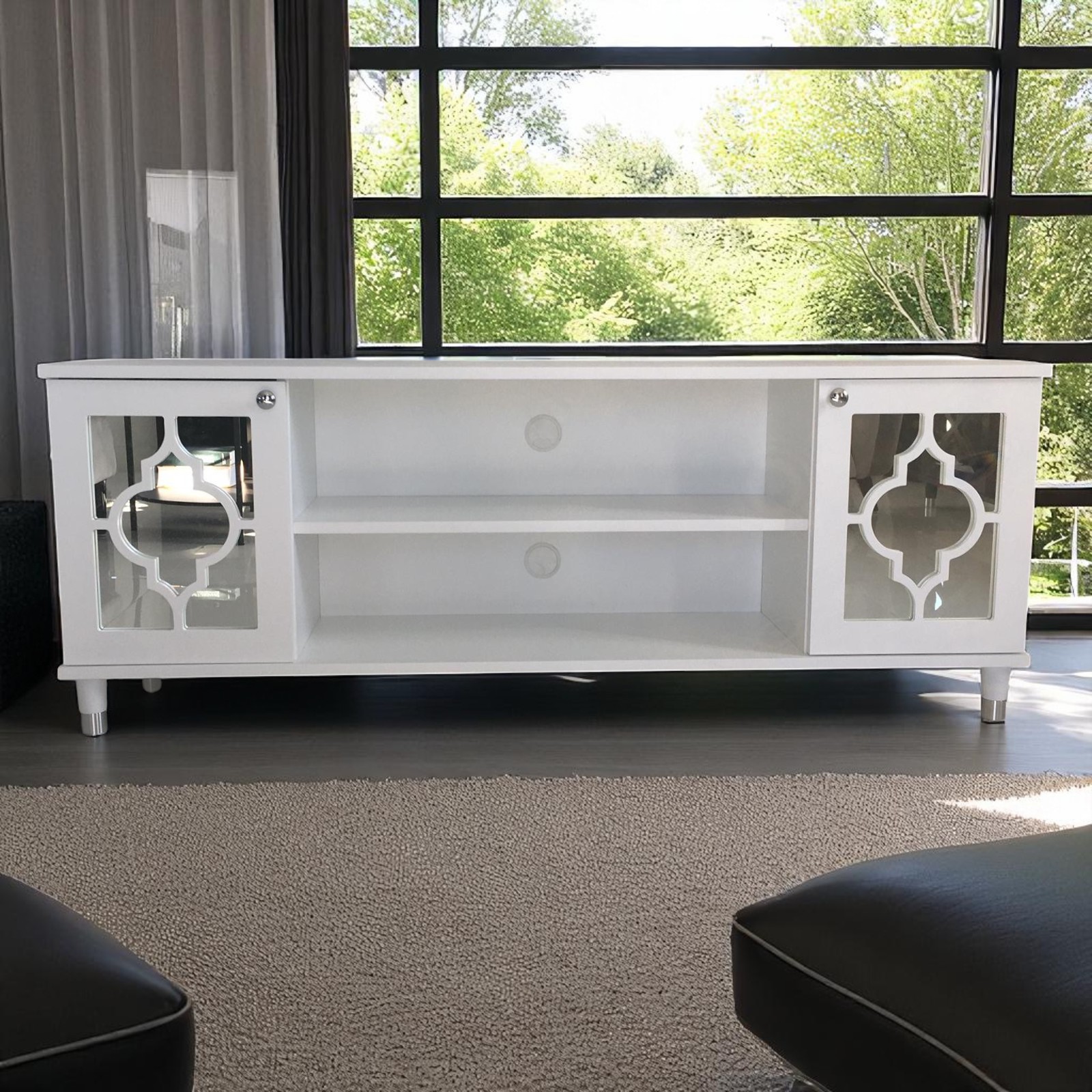 Komoda RTV Mara biała lustrzana new jork