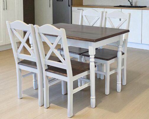 Zestaw sosnowy prowansalski: stół Neto z krzesłami Prowansja