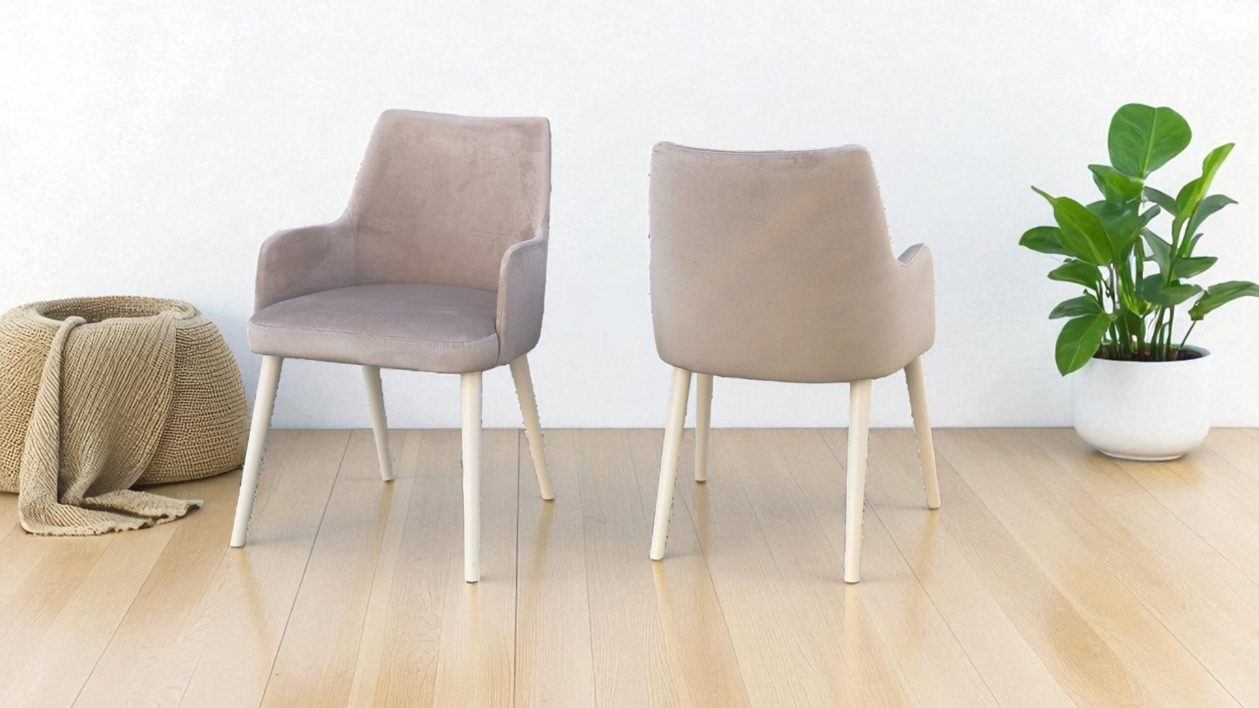 Krzesła tapicerowane Bera 2 z obiciem velvetowym welurowym beżowym