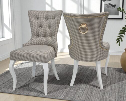 Krzesło tapicerowane Dubai pepitka pikowane