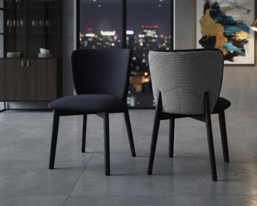 Krzesło tapicerowane Loft Emma nowoczesne czarne pepitka