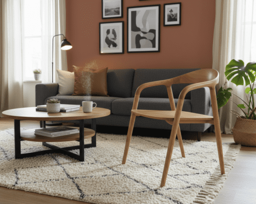 Krzesło z podłokietnikiem drewniane dębowe Figo twarde