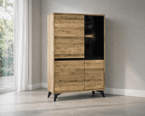 Witryna dębowa przeszklona niska 100