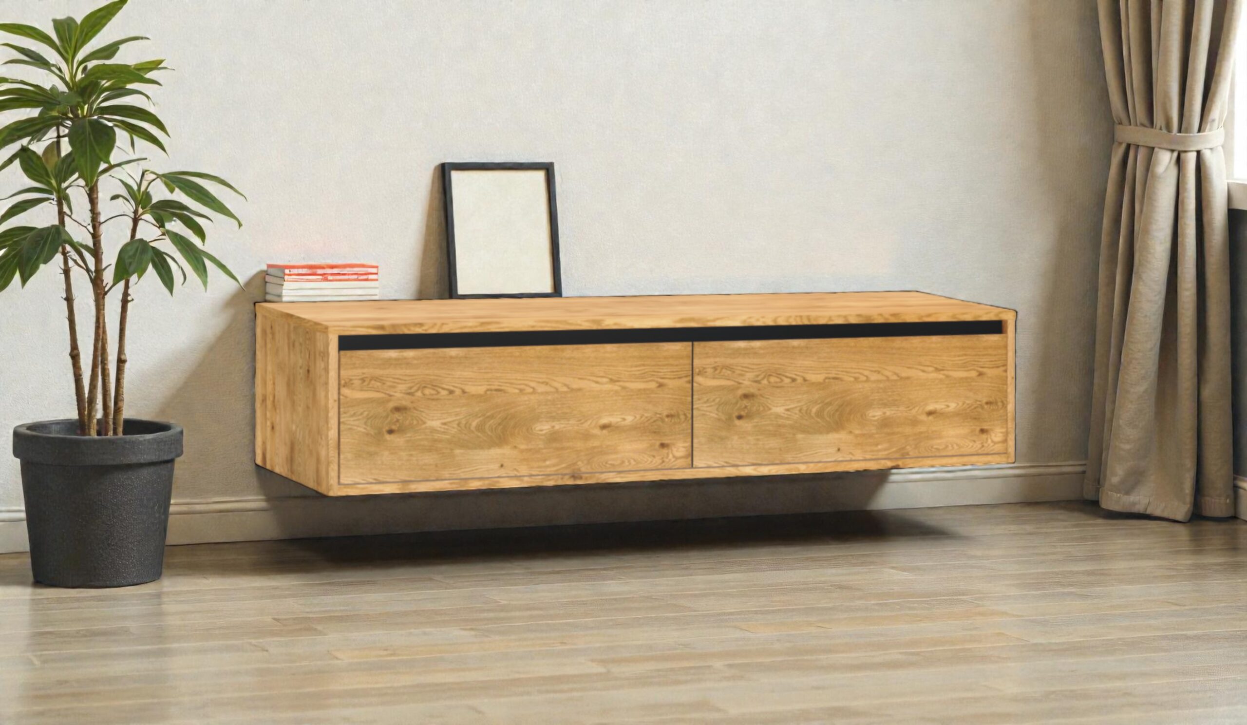 Dębowa szafka RTV 160 na ścianę lub stojąca meble lity dąb Meble Tuszkowski