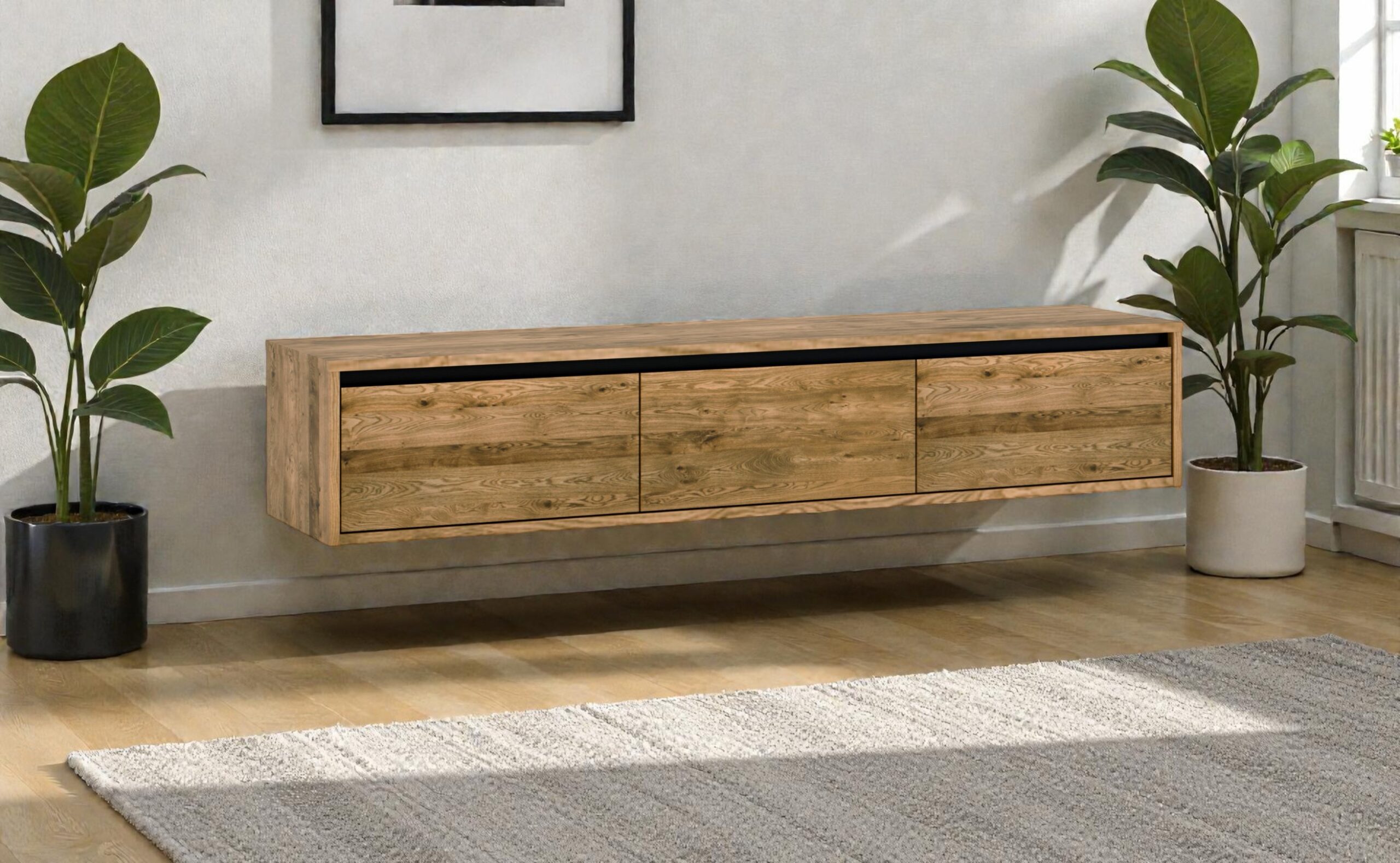 Dębowa szafka RTV 180 na ścianę wisząca meble lity dąb Meble Tuszkowski