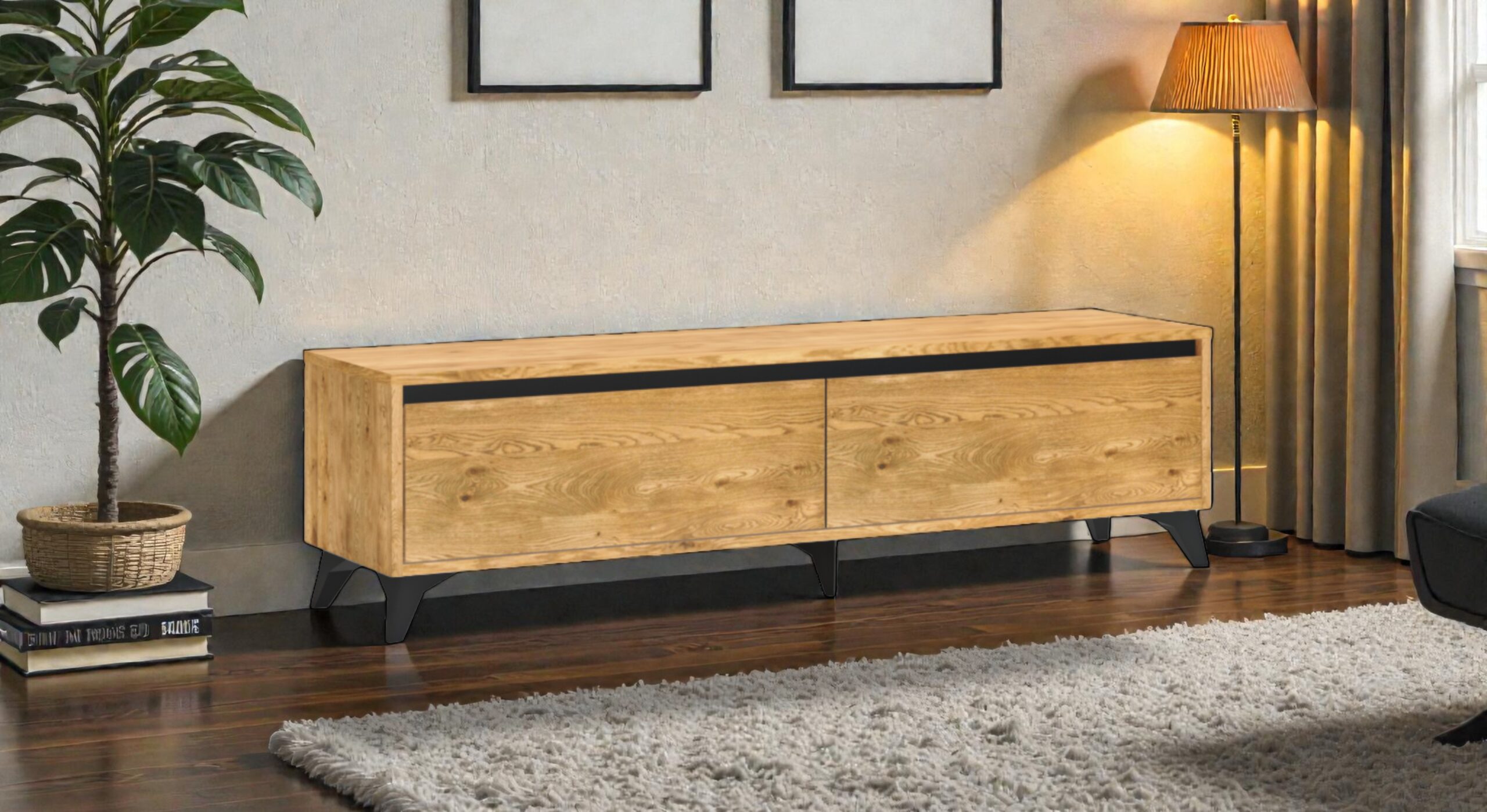 Dębowa szafka RTV 160 na ścianę lub stojąca meble lity dąb Meble Tuszkowski