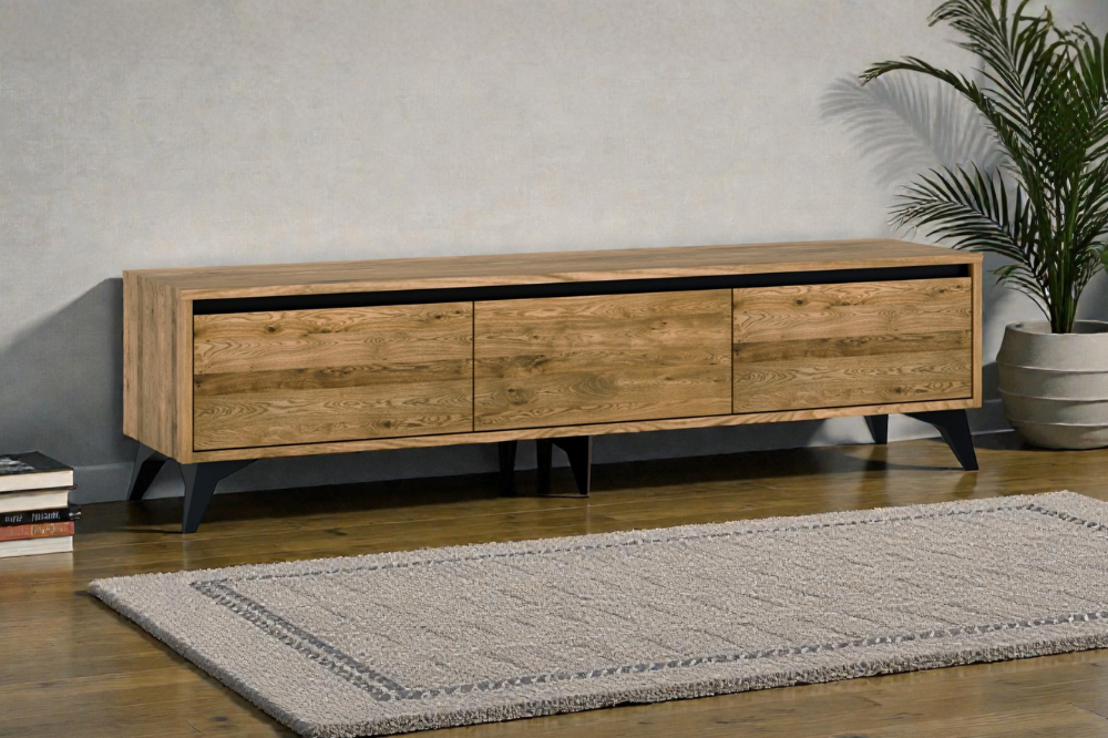 Dębowa szafka RTV 180 na nóżkach stojąca meble lity dąb Meble Tuszkowski